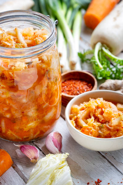 istock Homemade kimchee and glass jar 1495380083