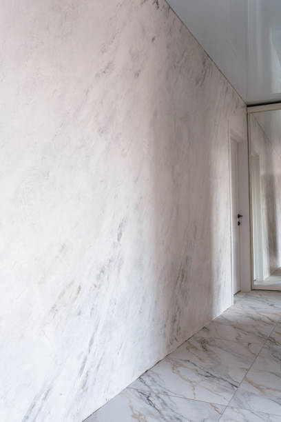 decorative stucco on the wall in gray tones