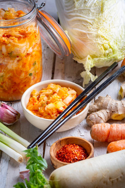 istock Homemade kimchee and glass jar 1495380470