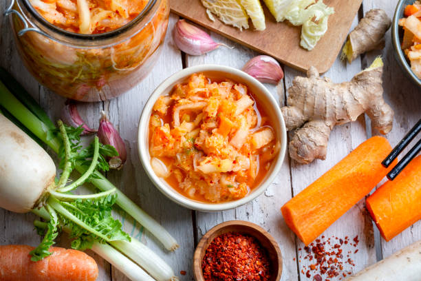 istock Homemade kimchee and glass jar 1495380537