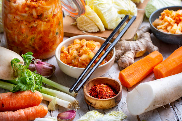 istock Homemade kimchee and glass jar 1495380585