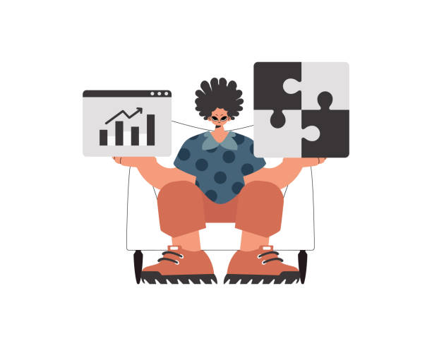 istock The individual is holding a trance and a positivegrade chart. Thought bunch work. Obliged. Trendy style, Vector Illustration 1495386813