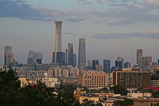 Mega city of Beijing during sunset.