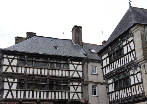Half-timbered facade and bridge of Morlaix in France