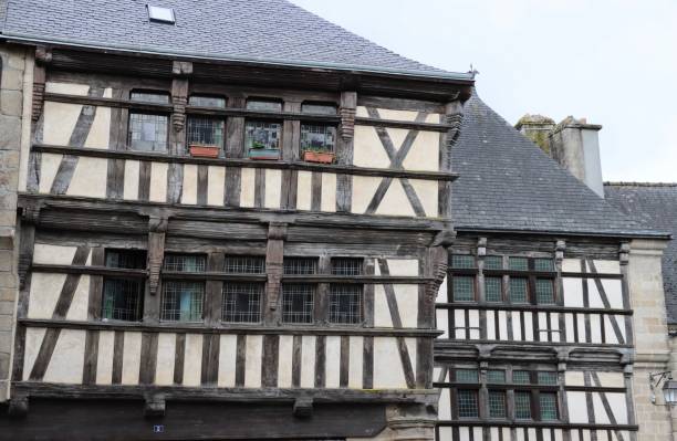 Half timbered houses in Quintin stock photo