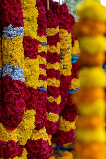 istock a group of brightly colored flowers are arranged together to hang from strings 1495390934