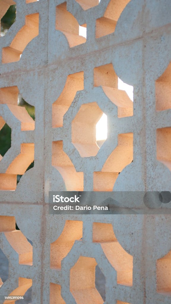 Patterned Blocks Fence Concrete Blocks Pattern Fence Stock Photo - Download Image Now ...