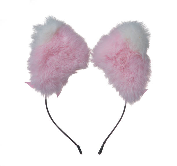 istock Pink cat ears headband isolated on white background 1495400041