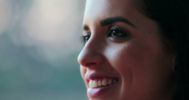 Hispanic girl close-up face stock photo