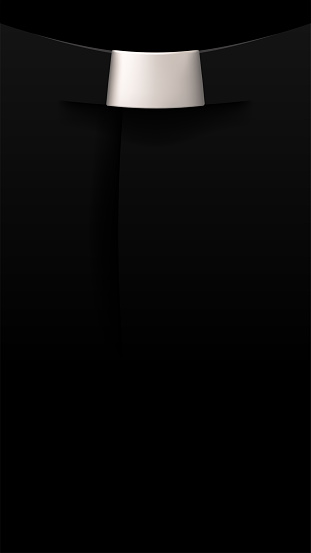 illustration of black priest clothes in darkness with white square