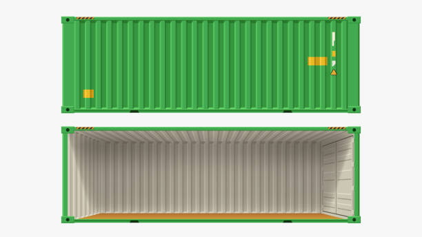 stockillustraties, clipart, cartoons en iconen met green container without side wall - binnenopname