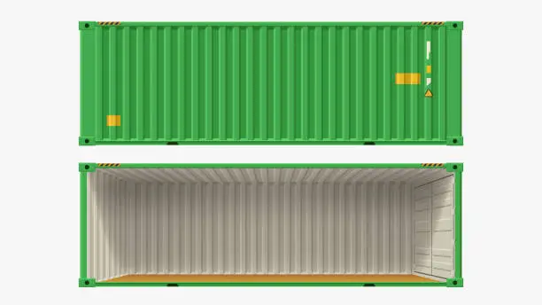 Vector illustration of green container without side wall