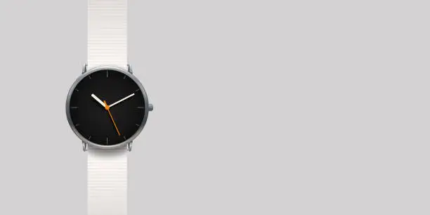 Vector illustration of modern classic watch on grey background
