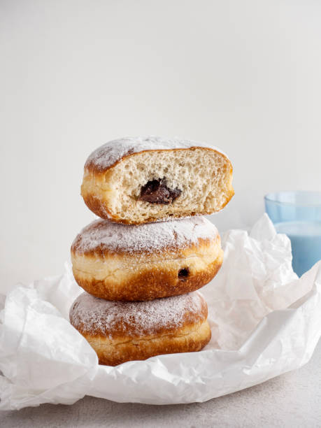 istock Fresh Berliner, Delicious chocolate doughnut ( Berliner ), Donut, Chocolate Doughnut, Stuffed chocolate doughnut 1495411025