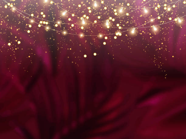 stockillustraties, clipart, cartoons en iconen met viva magenta tropical forest foliage vector background. dark palm leaves wedding invitation - bordeauxrood