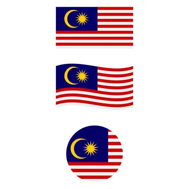Vector illustration of Flag of Malaysia Vector Design.