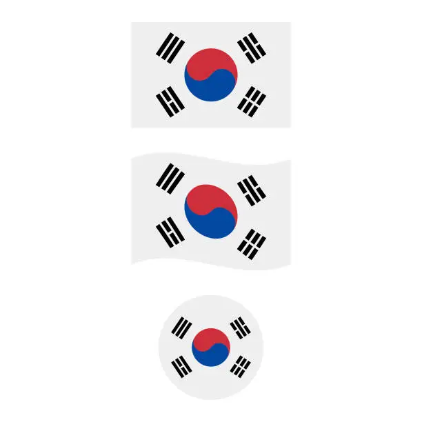 Vector illustration of Flag of South Korea Vector Design.
