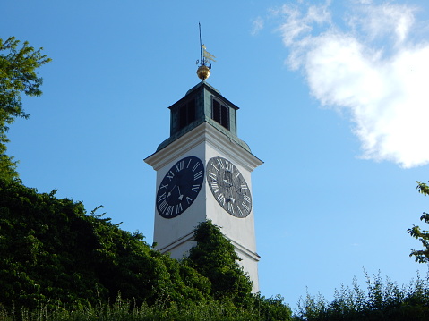 Clock tower. Petrovaradin clock tower on the right bank of Danube river in Novi Sad, Serbia