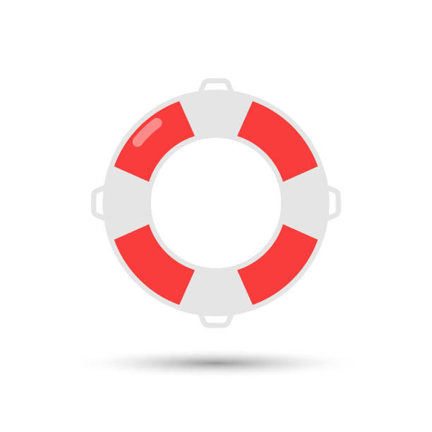 ilustraciones, imágenes clip art, dibujos animados e iconos de stock de diseño plano lifebuoy icon. - ahogar