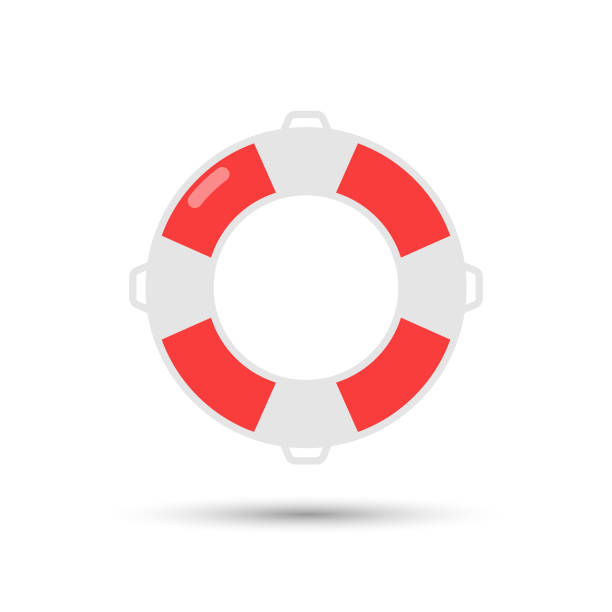 illustrazioni stock, clip art, cartoni animati e icone di tendenza di lifebuoy icon flat design. - nautical vessel inflatable isolated empty