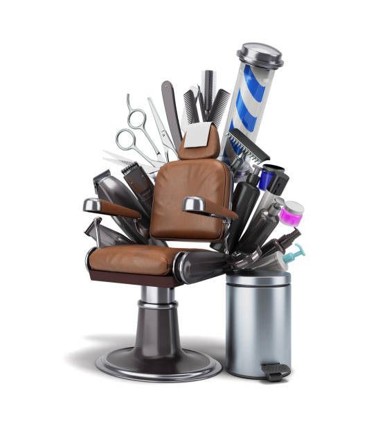 istock leather barber chair with accessories and tools 3d render on white 1495421088