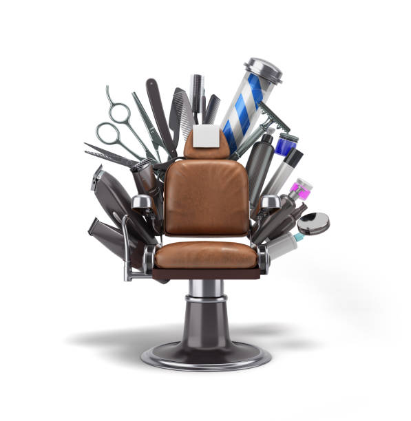 istock leather barber chair with accessories and tools front view 3d render on white 1495421146