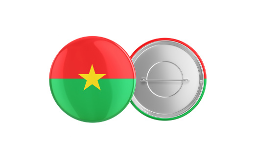 3d Render Burkina Faso Flag Badge Pin Mocap, Front Back Clipping Path, It can be used for concepts such as Policy, Presentation, Election.