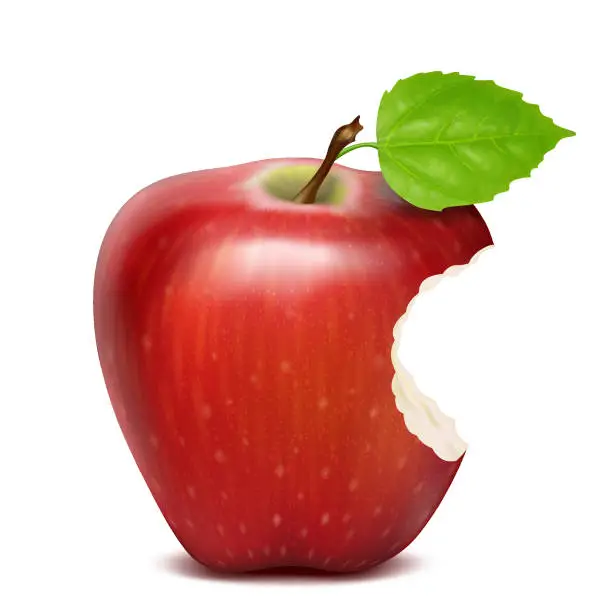 Vector illustration of bitten red apple