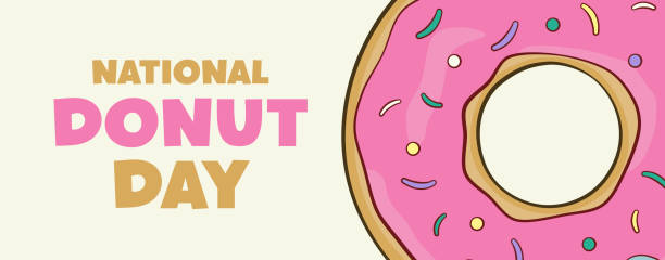 istock National Donut Day lettering with donut. Banner concept 1495429738