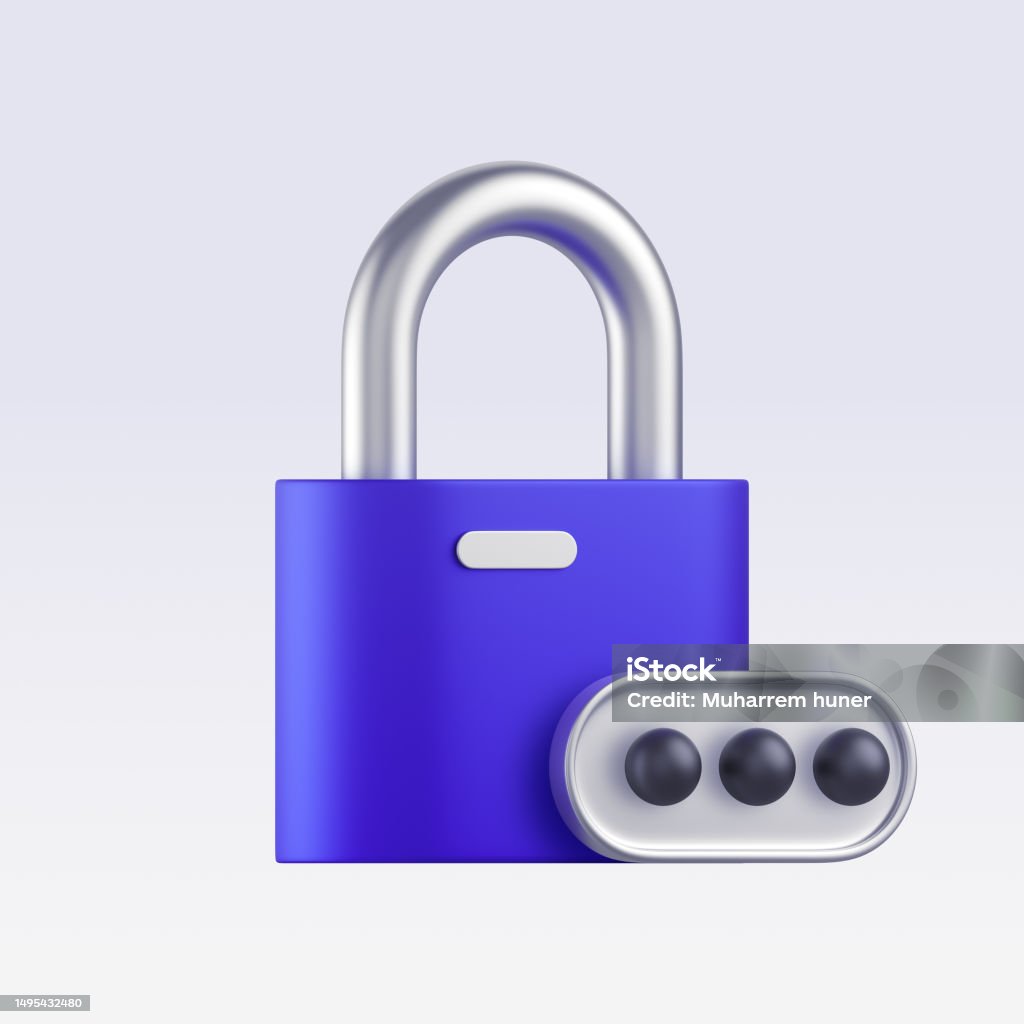 Lock With Code Icon 3d Locked Padlock With A Password Lock And Pin Code Entry Security And ...