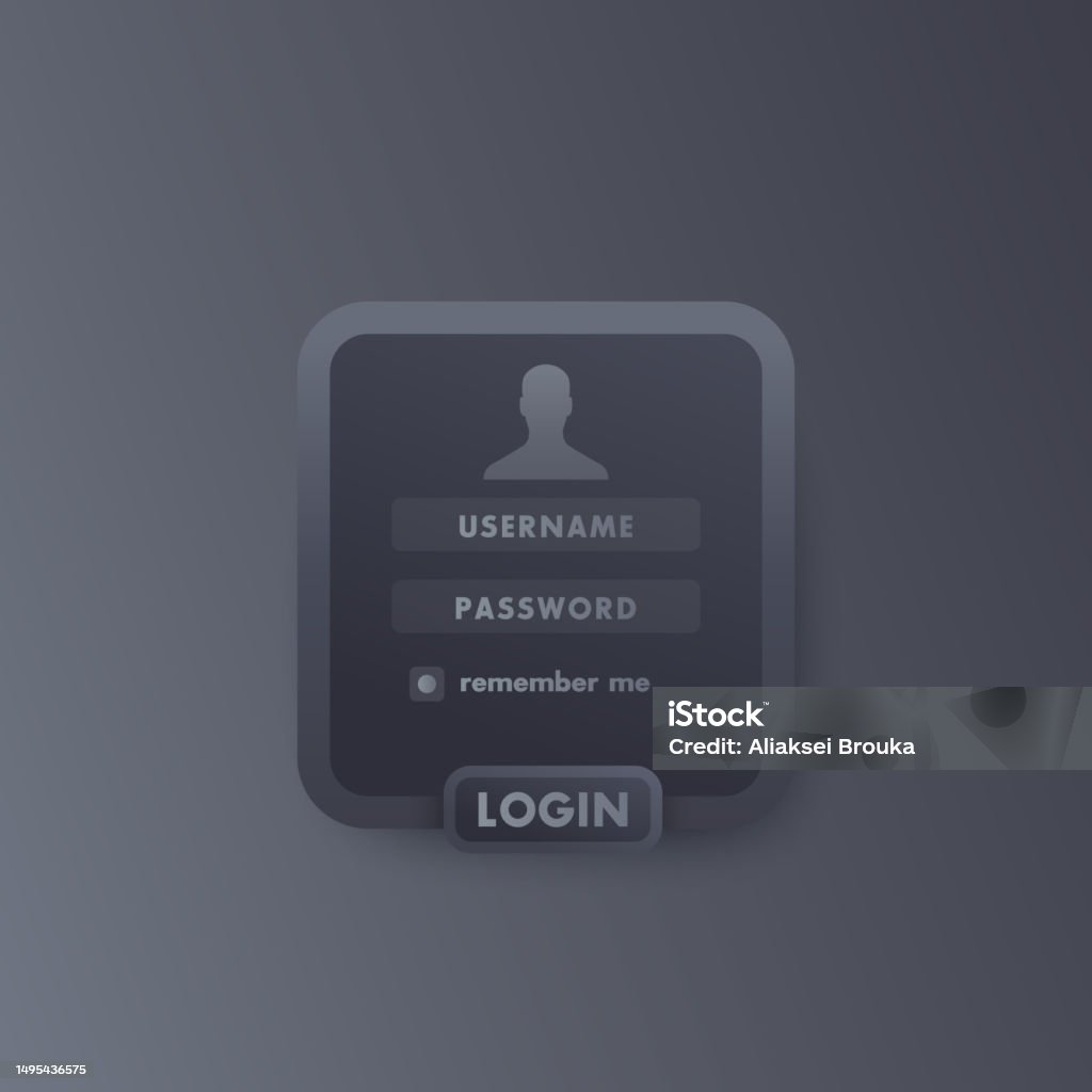 Window Profile Icon Log In User Login Window Template Dark Vector Design Stock Illustration ...