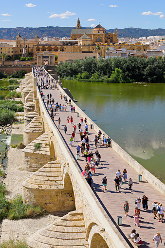 Daytime view of the roman bridge (Cordoba, Spain).