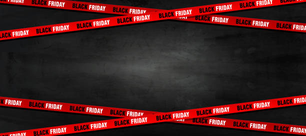 The concept of seasonal sales in a modern style. Black Friday. Creative abstract concrete discount background with barrier tape. Graphic vector illustration in EPS format black friday stock illustrations