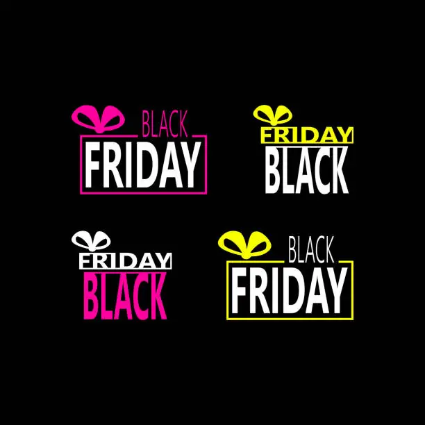 Vector illustration of The concept of seasonal sales and gifts in a flat style. Black Friday. Creative Black Friday gift. Icons set for application, online store.