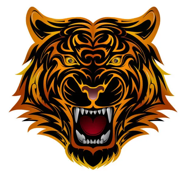 Vector illustration of Tiger head tattoo design