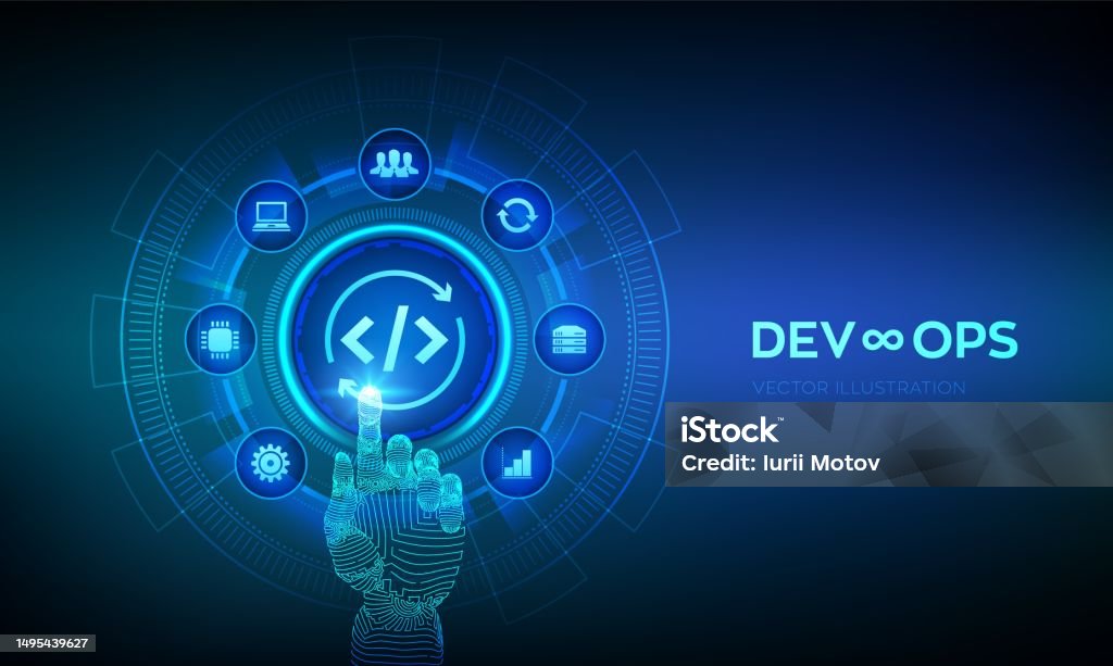 Devops Agile Development And Optimisation Concept On Virtual Screen ...