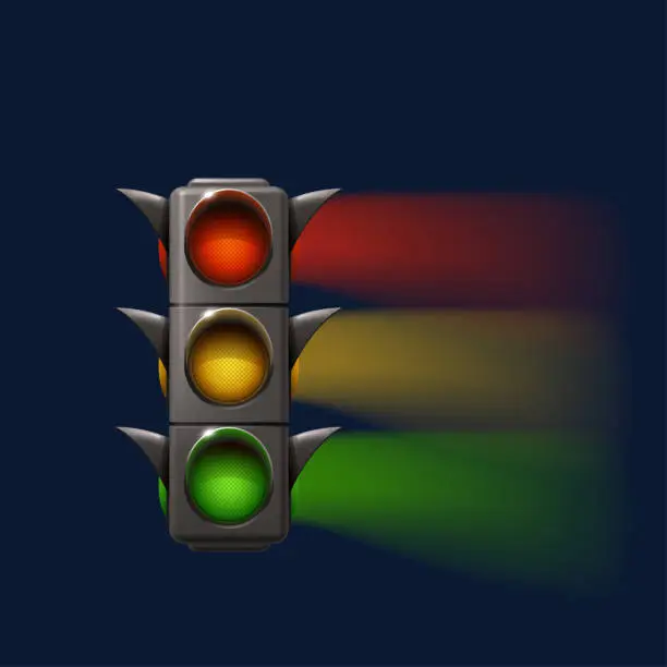 Vector illustration of trafic light on the dark background