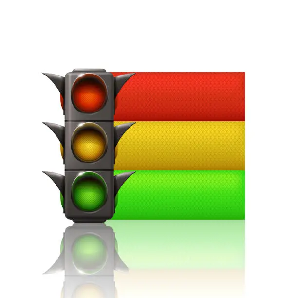 Vector illustration of trafic light with three color lines