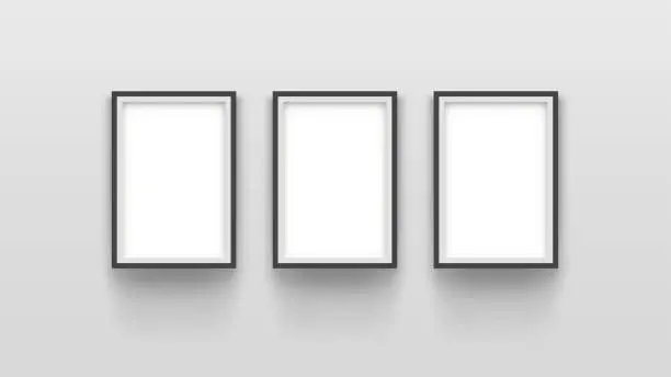 Vector illustration of three simple frames on grey