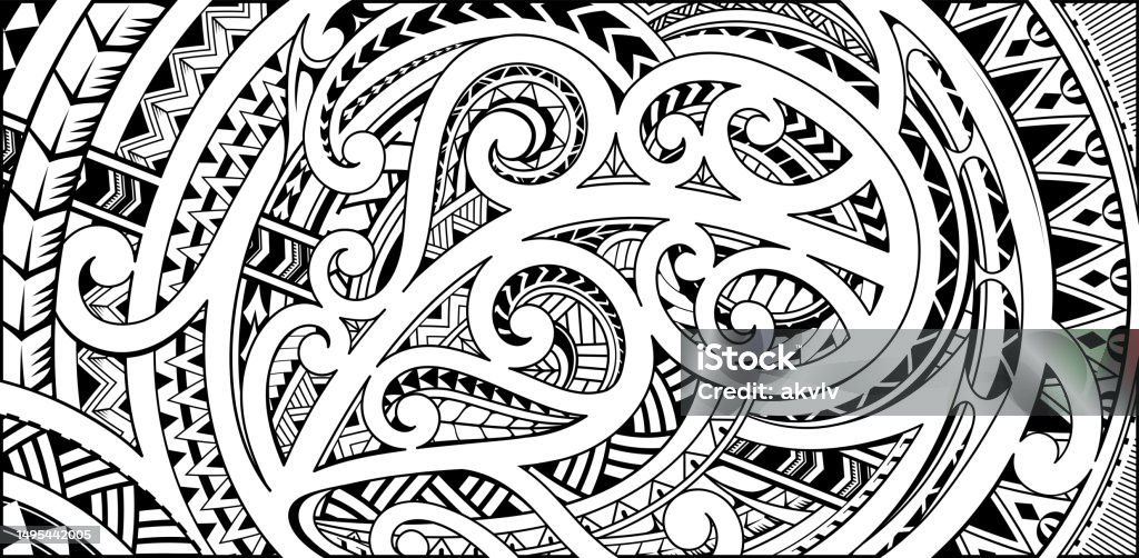 Polynesian Type Design Polynesian Style Ornament For Tribal Tattoo Design Stock Illustration ...