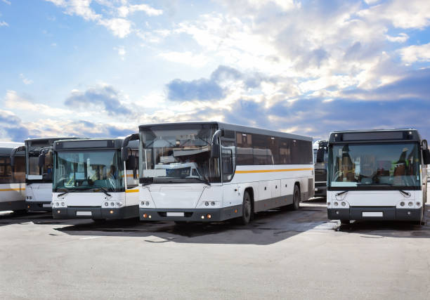 istock Buses on parking on the background of sky 1495446046