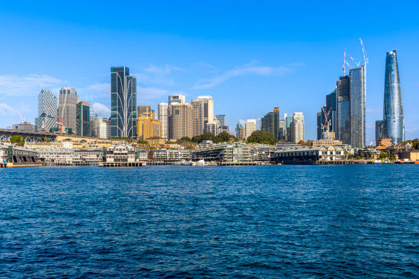 view of Sydney CBD, from Walsh Bay, Sydney harbour.