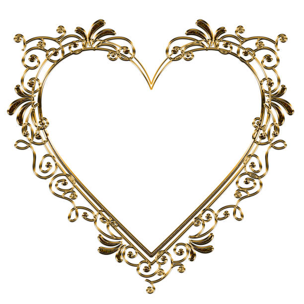 istock Vintage, antique oriental pattern, glitter gold metallic heart-shaped decorative border. 1495449544
