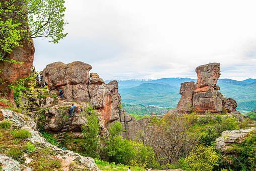 Belogradchik cliff rocks Bulgaria are great touristic attraction.