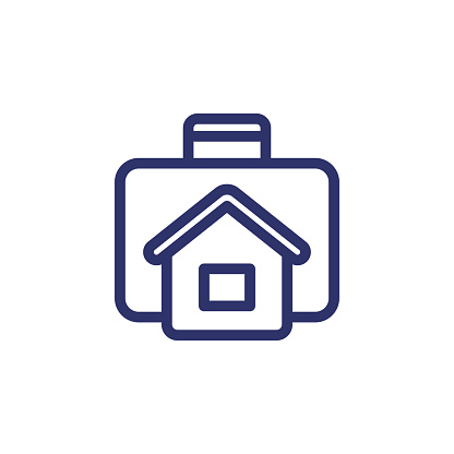 real estate portfolio line icon, house and briefcase