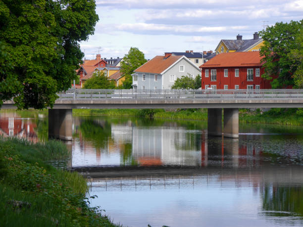View of bridge over river in a city