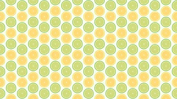 Vector illustration of Lemon and lime slice seamless pattern background.