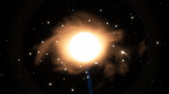 Space planet star galaxy in sunlight, space background. 3d render