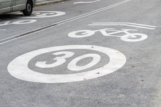 istock Lane with speed limitation and for two-wheeled vehicles 1495466025