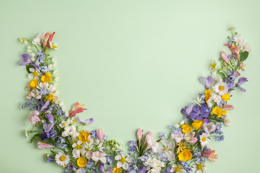 White round border surrounded by colorful flowers - add your own text!